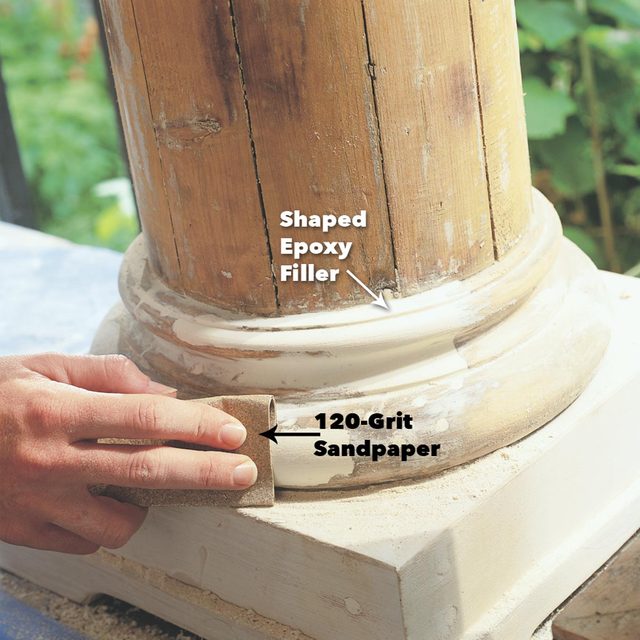 fine tune and smooth wood epoxy with sandpaper