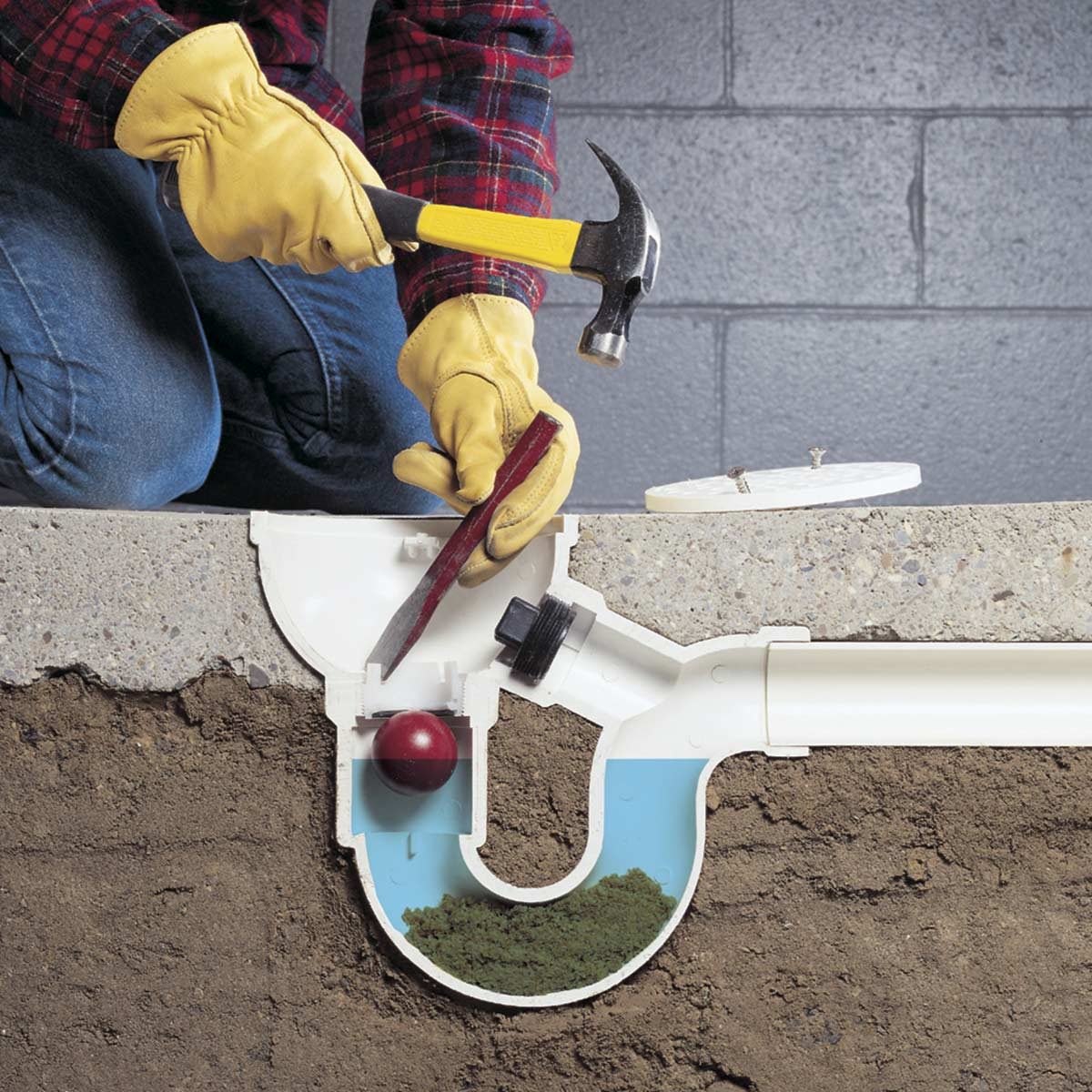 unclog under-floor plumbing