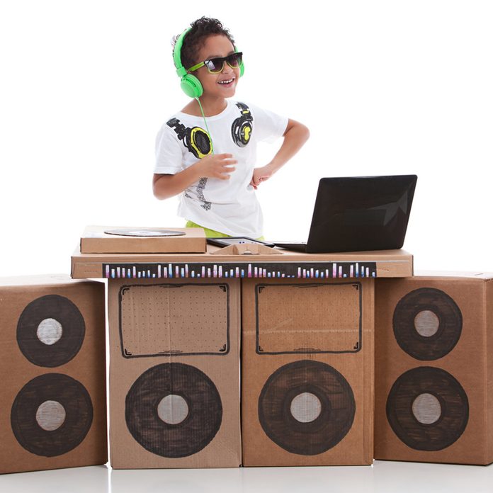 cardboard boxes play dj setup
