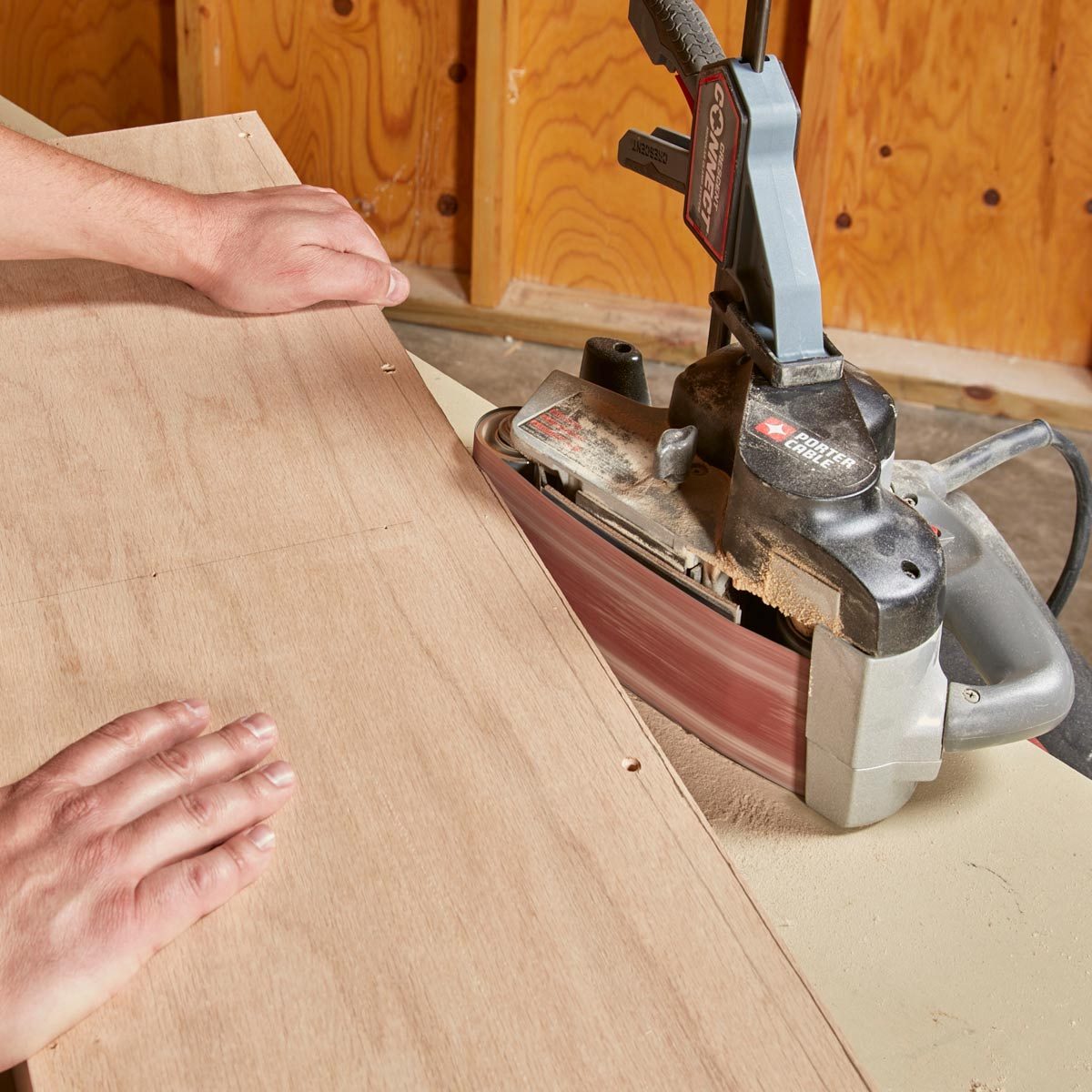 Floating Shelves sand to the scribe line