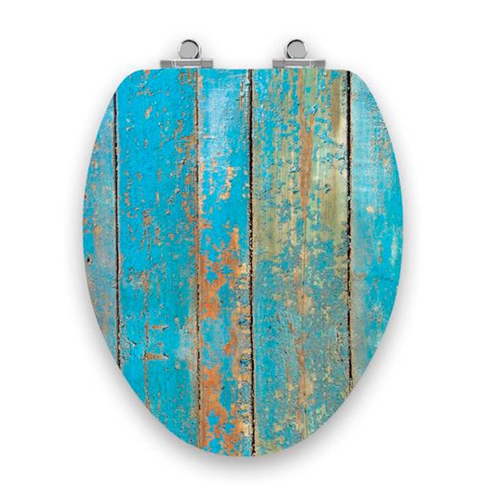 blue wood Toilet