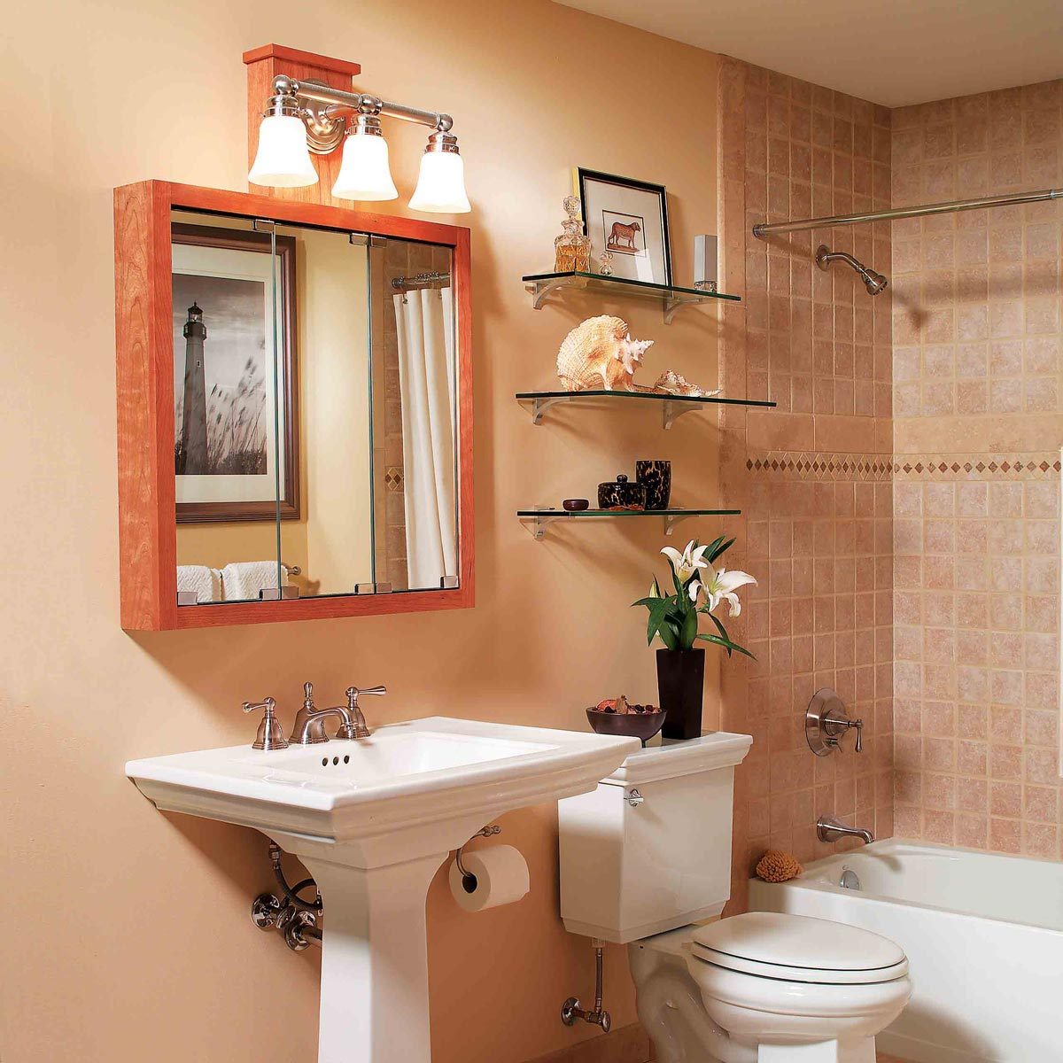 bathroom shelving after