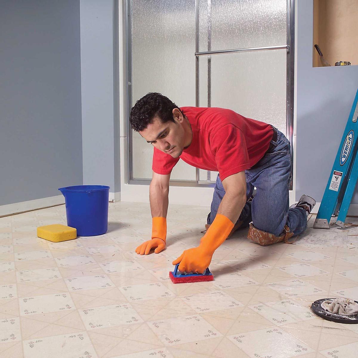 bathroom vinyl floor cleaning outdated before