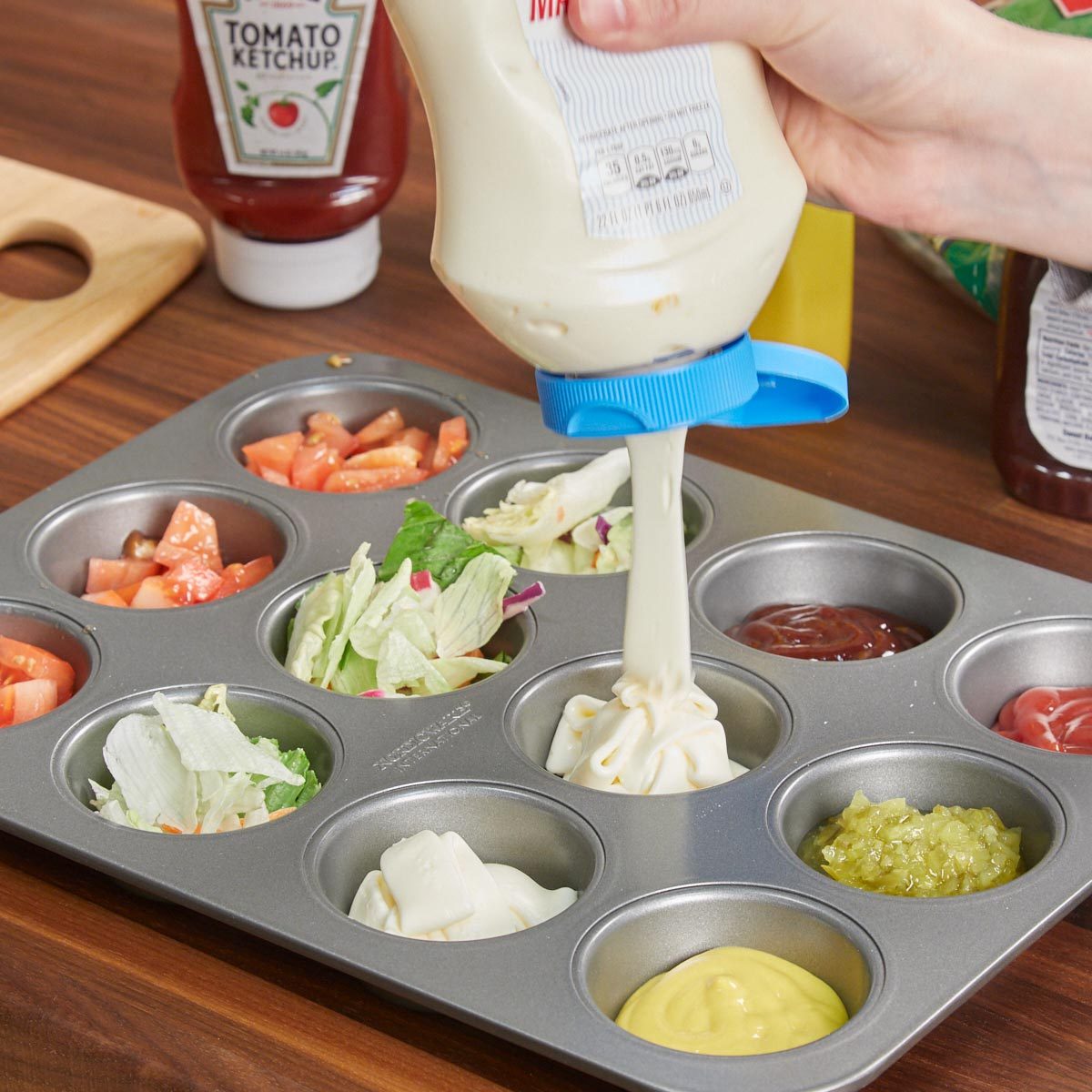 HH kitchen condiments lettuce tomato muffin tin bbq