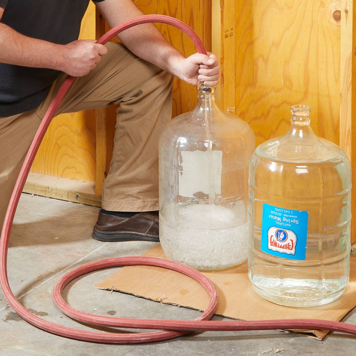 fill glass jugs with water