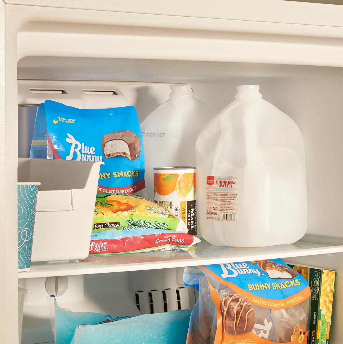 Freezer jugs of water ice cream treats