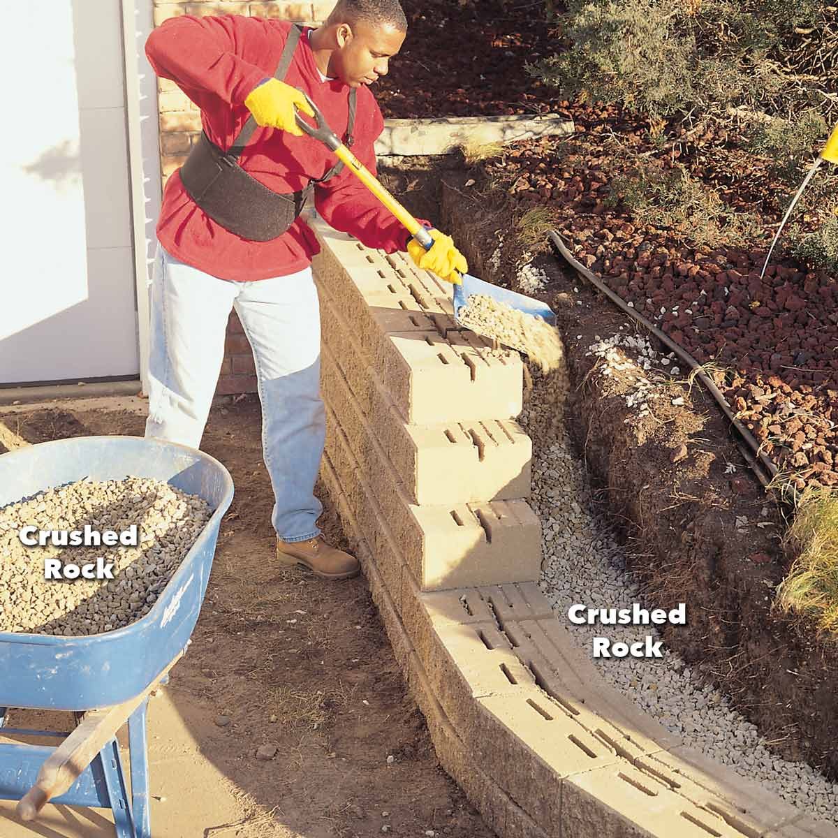 backfill with gravel retaining wall