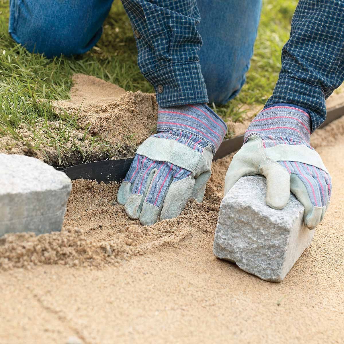 adjust sand to fit cobbles