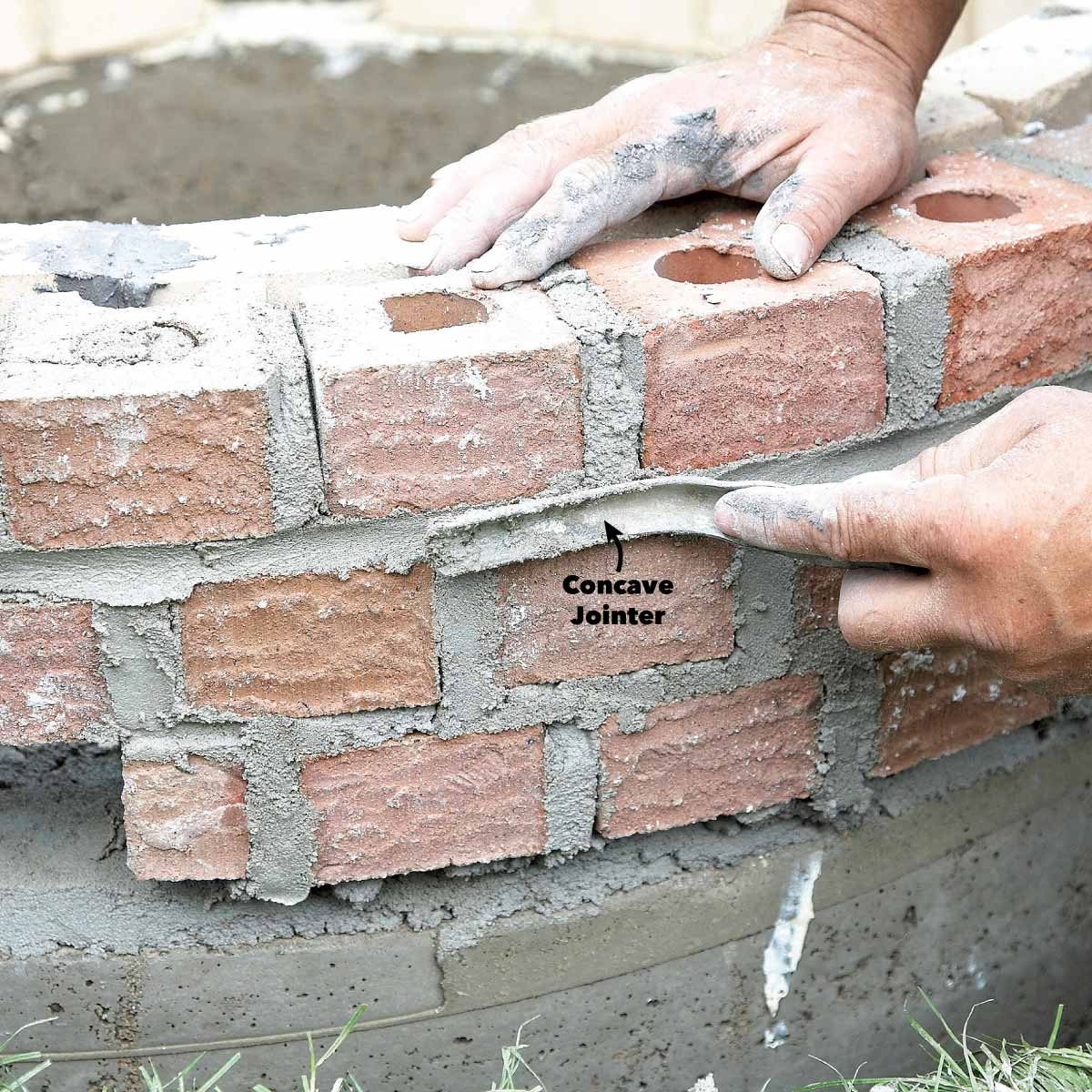 strike mortar joints fire pit