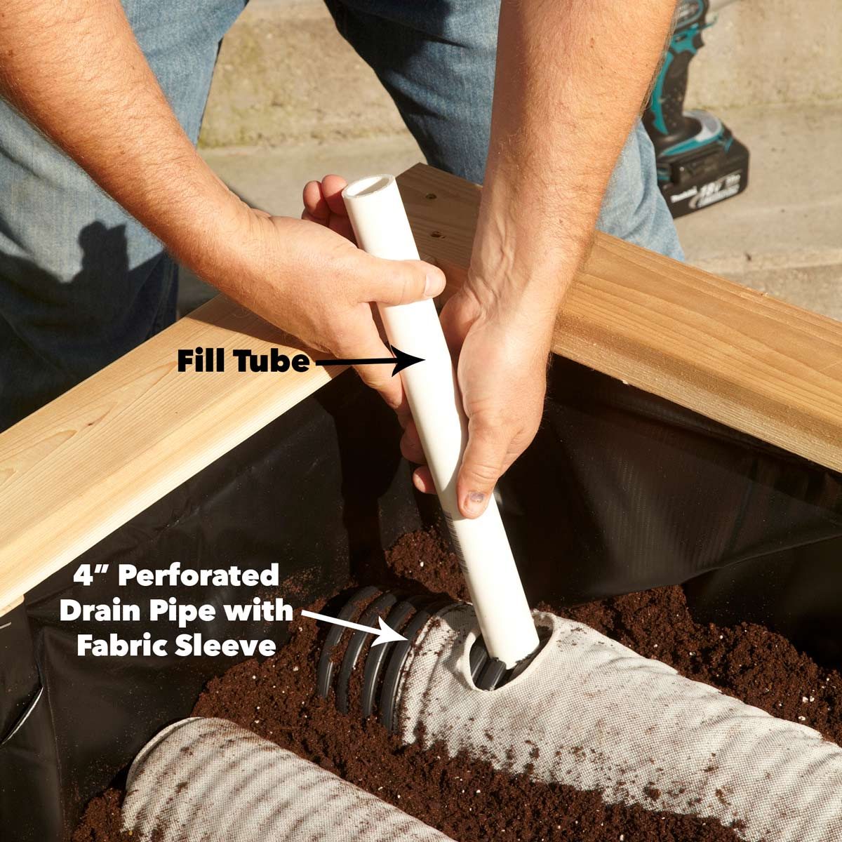 drain pipe and fill tube