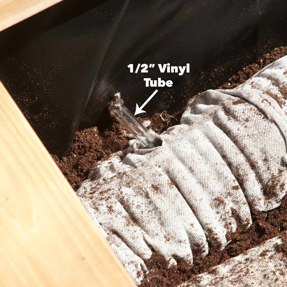 self watering planter tubing