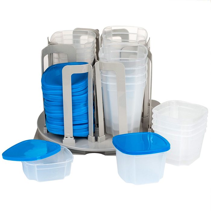 swiveling storage container shelf