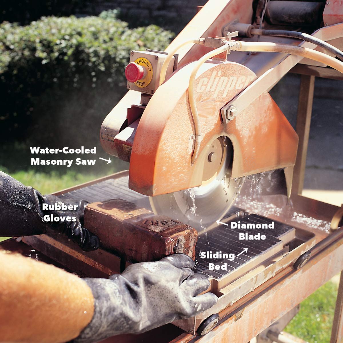 cut bricks with masonry saw