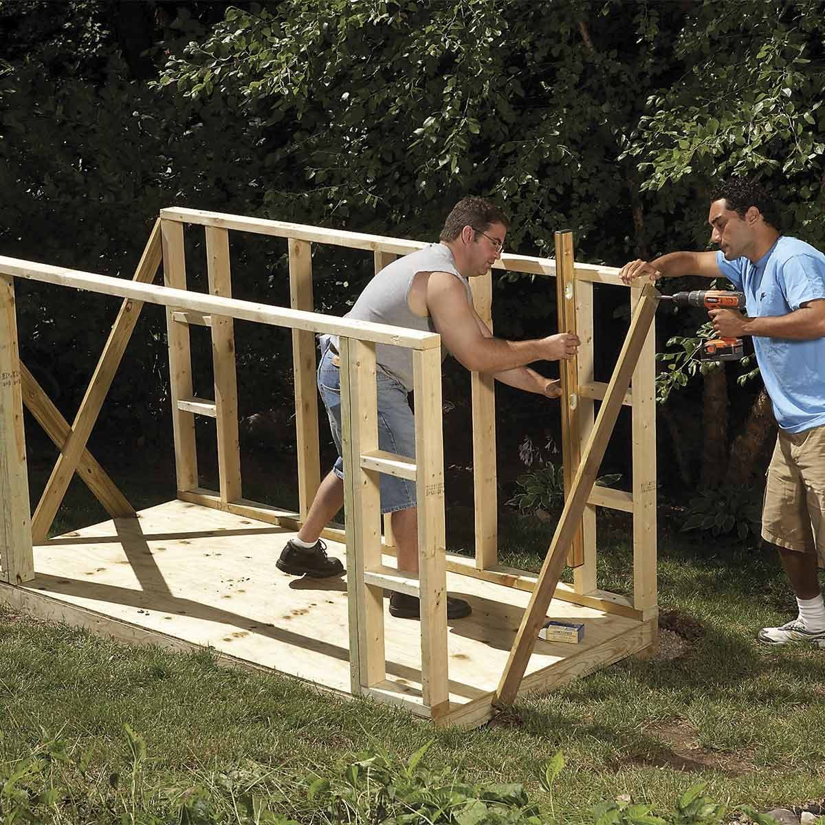 small outdoor storage sheds - installing purlins