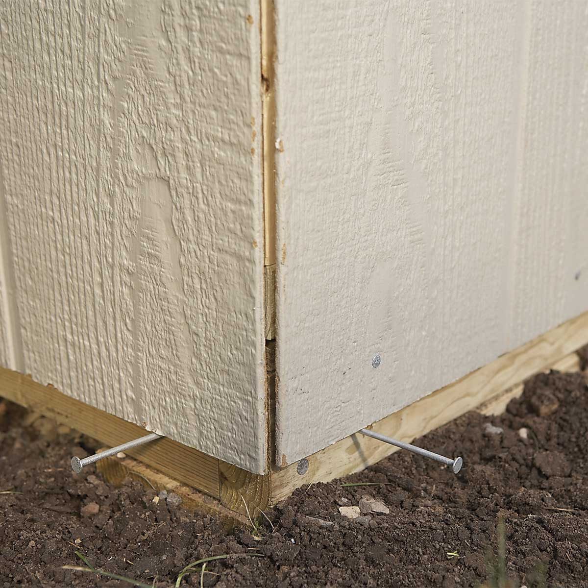 outdoor storage shed construction - panel corner