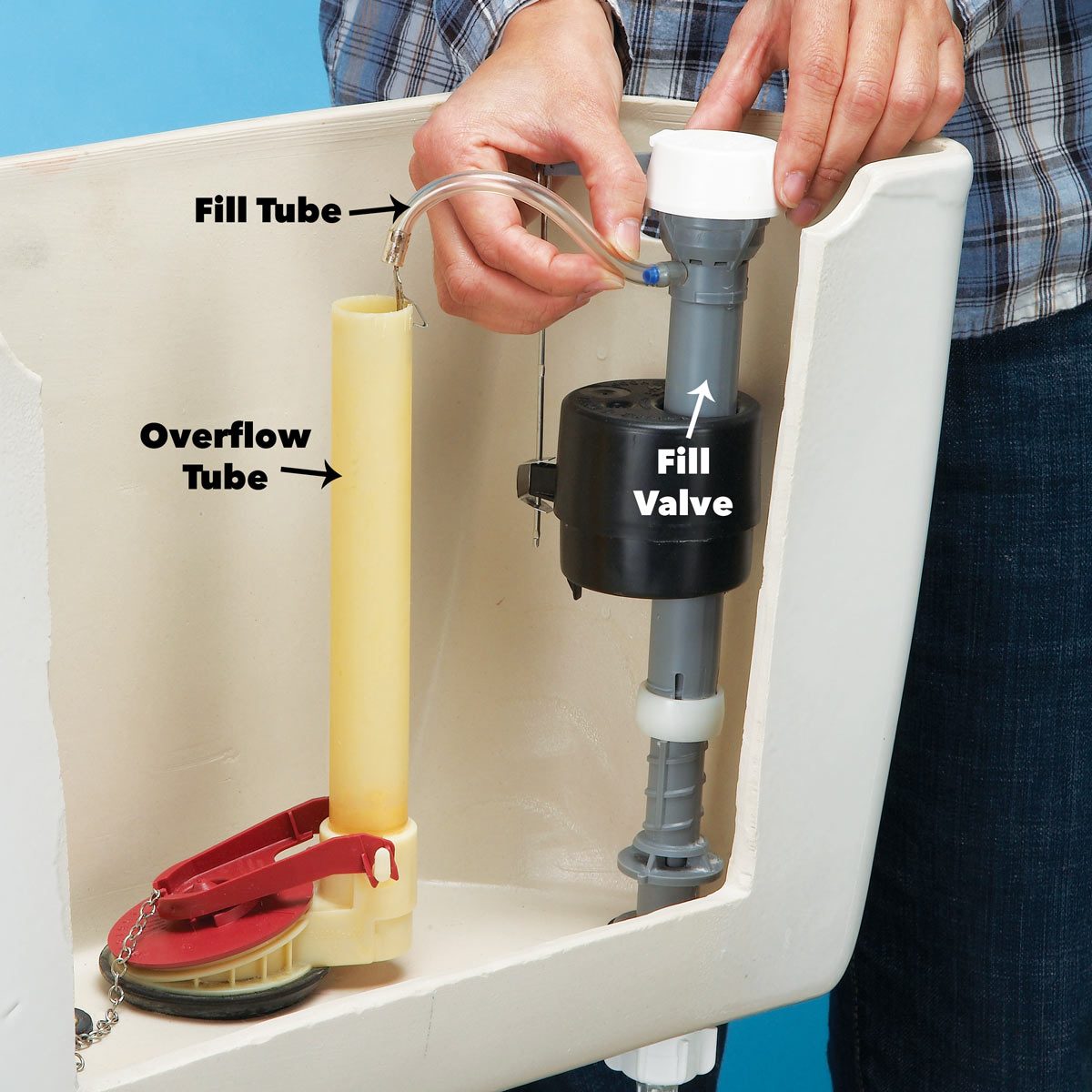 Running Toilet - Check the toilet fill tube diagram