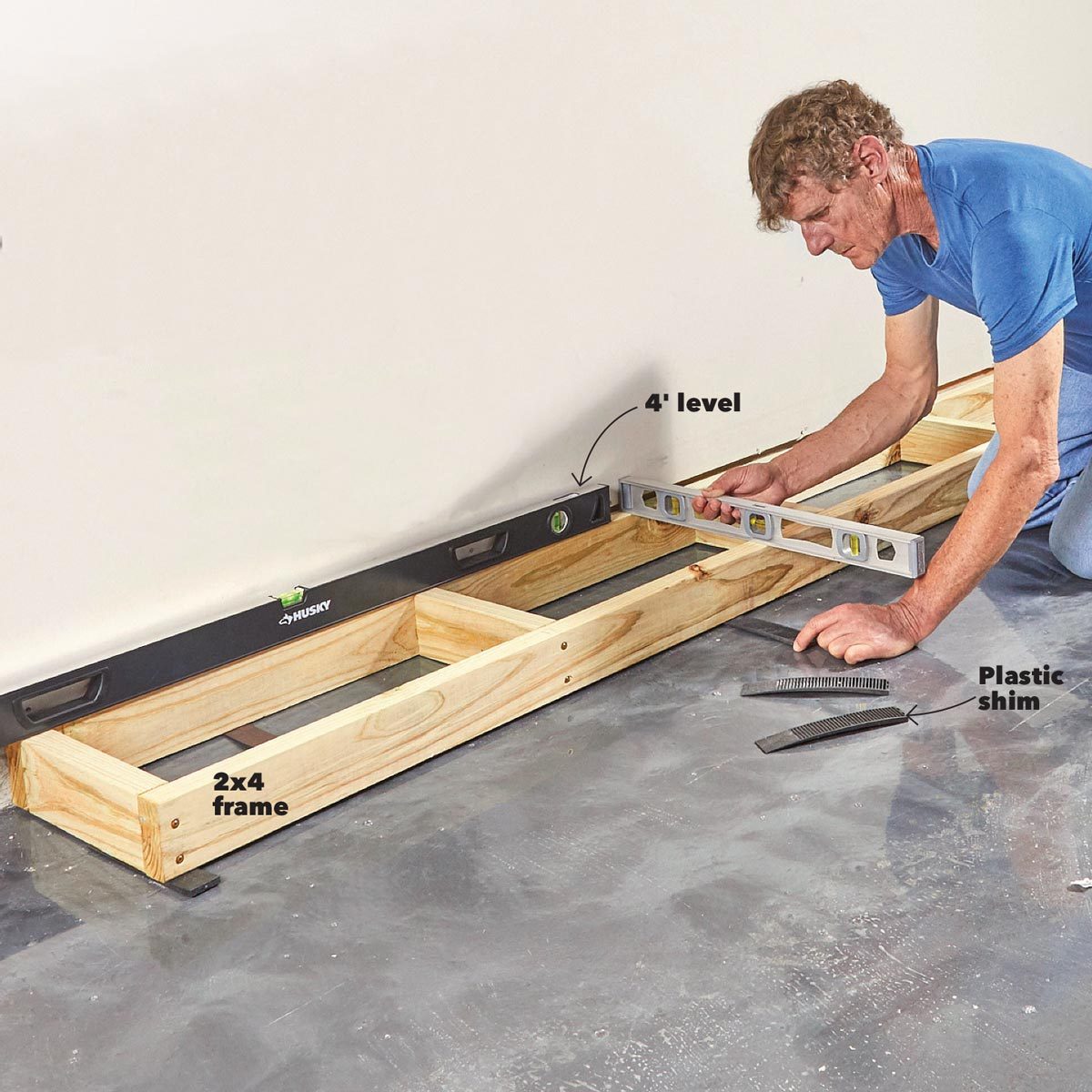 level base garage built in cabinets