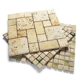 pile of tiles stacked on top of each other