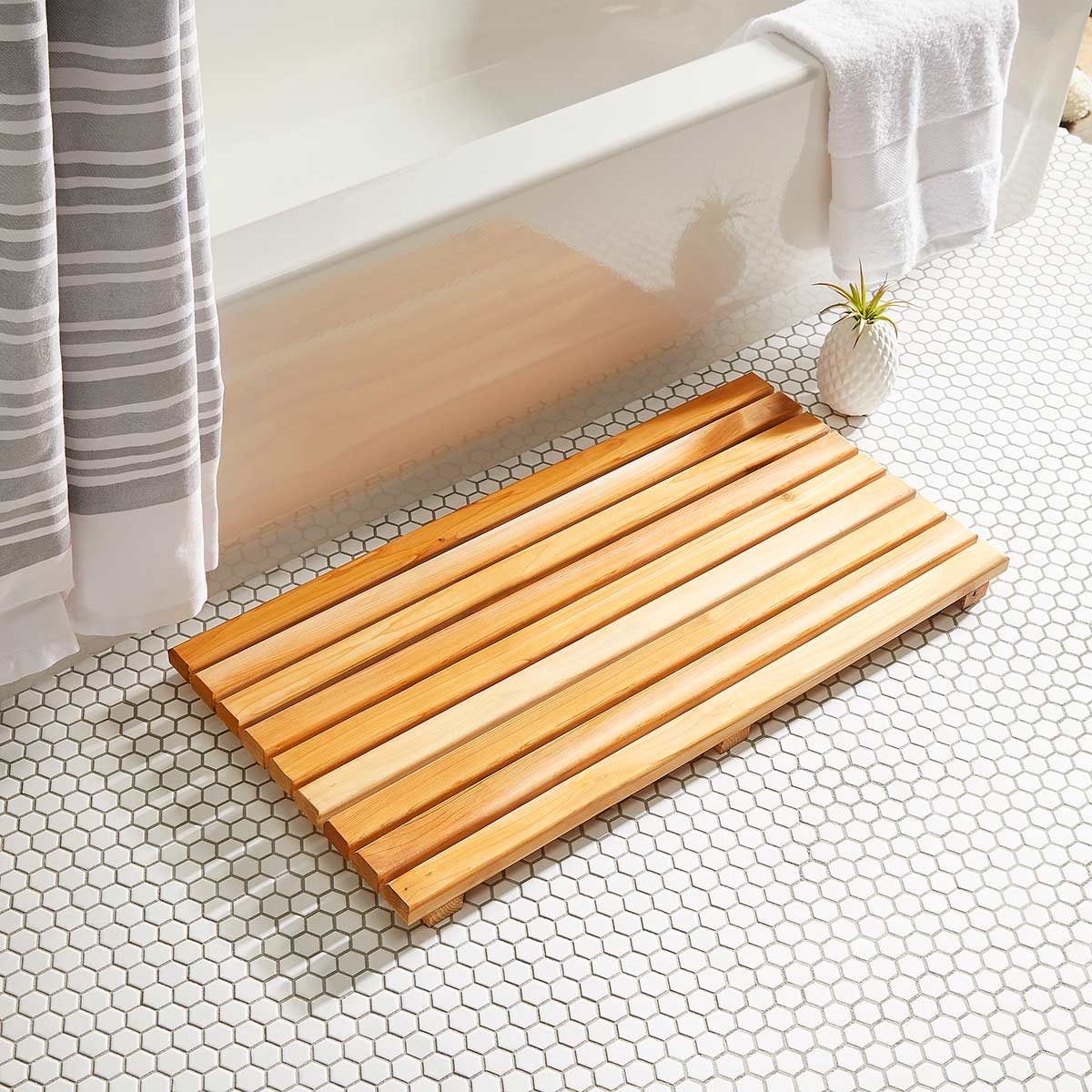 cedar bath mat