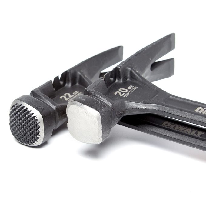 Milled and Smooth hammer face Two hammer heads laying on top of each other | Construction Pro Tips