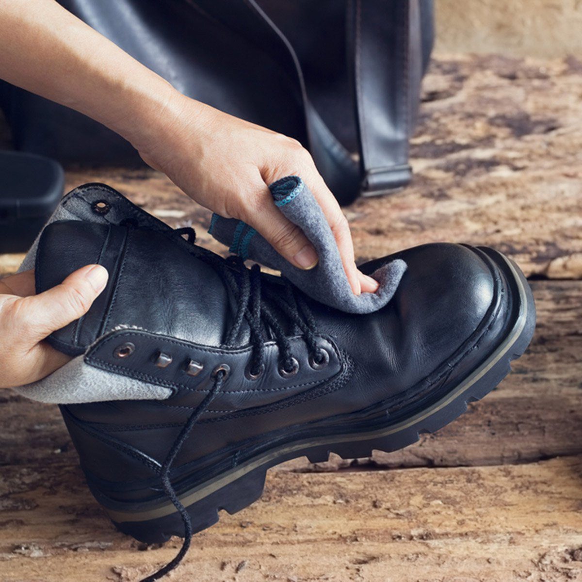 Cleaning shoes on wooden background; Shutterstock ID 376274287; Job (TFH, TOH, RD, BNB, CWM, CM): Taste of Home