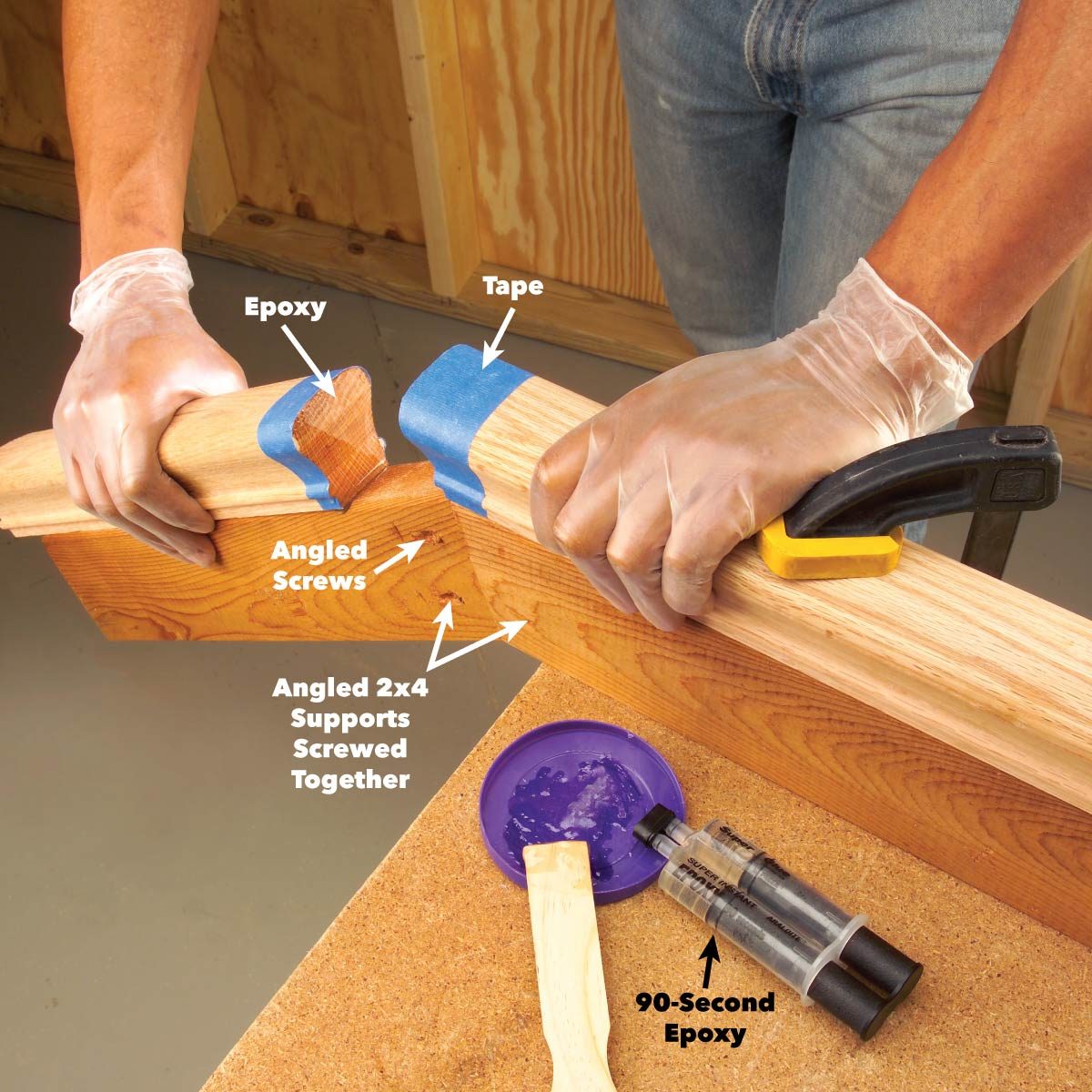 glue handrail joint with epoxy