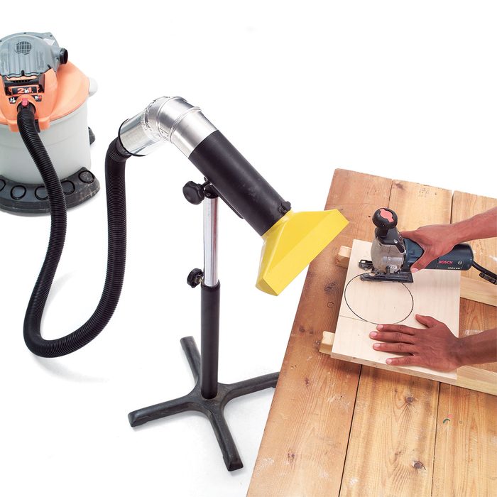 Portable Dust Hood set up over cutting station | Construction Pro Tips