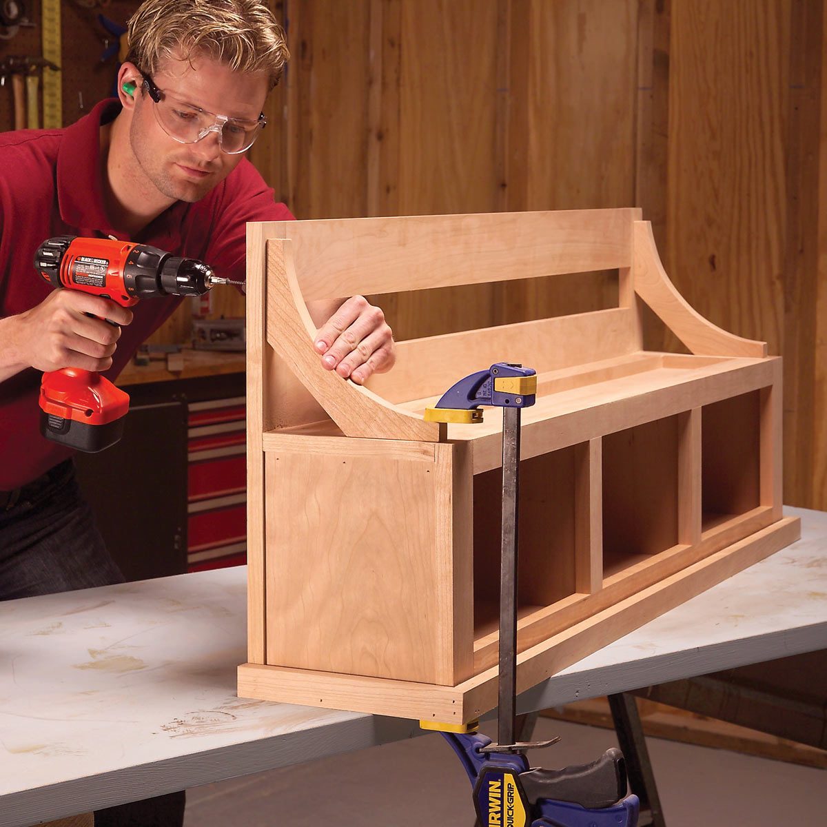 coat rack and storage bench