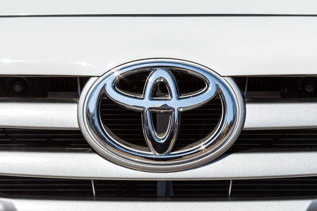 CHIANGRAI, THAILAND - DECEMBER 31, 2014 : Logo of Toyota car on display at Chiang Rai ASEAN flower festival 2014