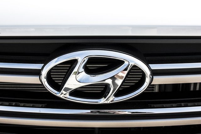 KIEV, UKRAINE - APRIL 28, 2017: Photo of the logo of Hyundai car. Hyundai is a famous worldwide car company.