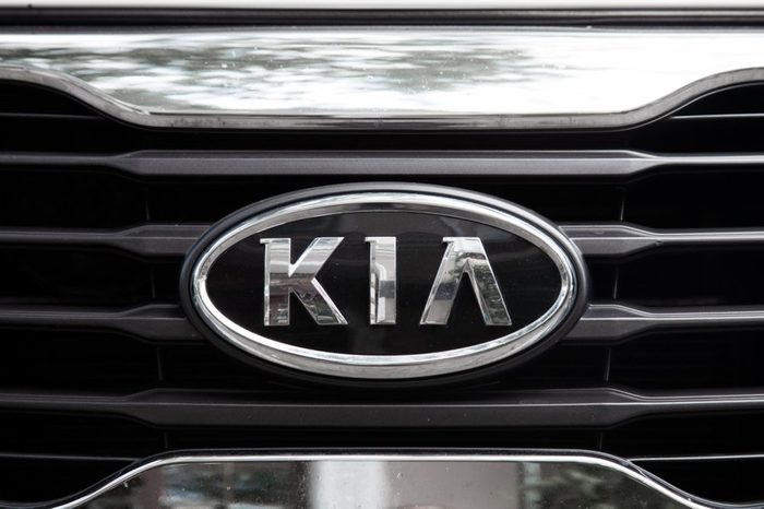 ODESSA, UKRAINE - AUGUST 13, 2017: Kia motors logo and badge on the car