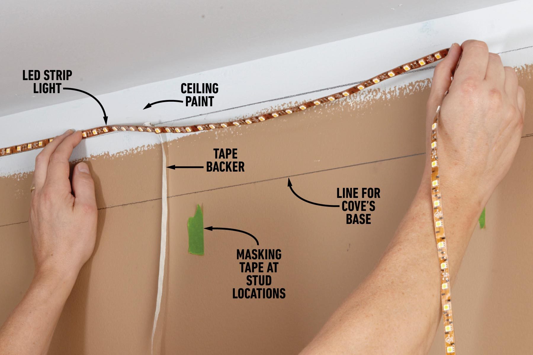 Install Elegant Cove Lighting installing LED strip lights