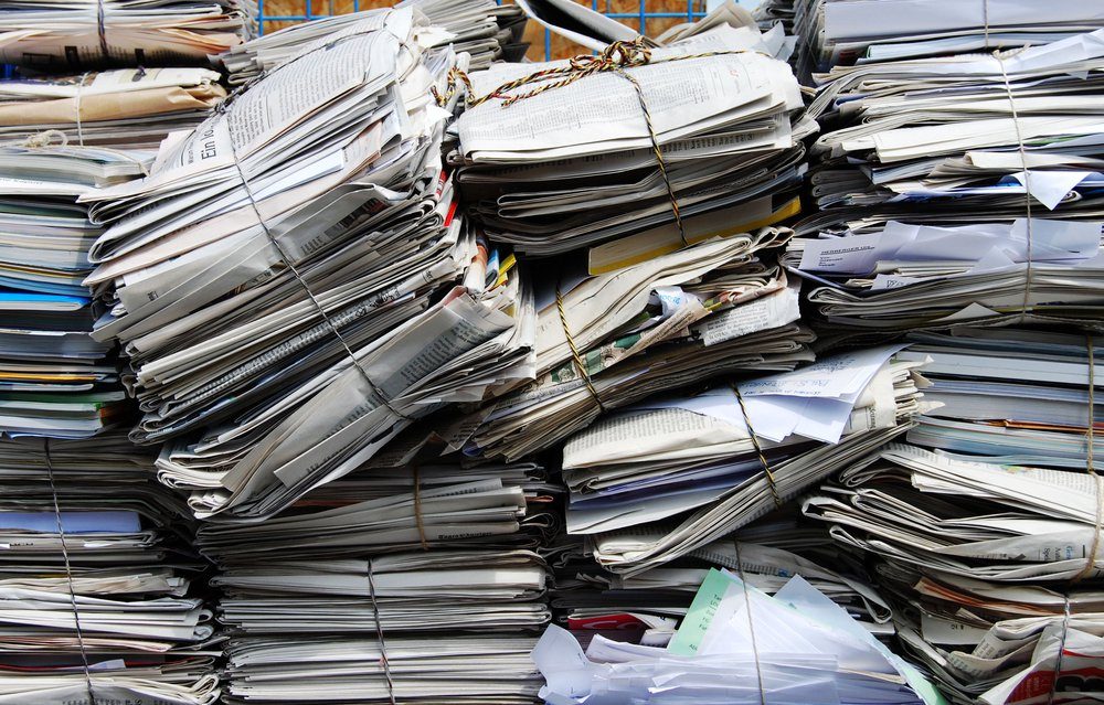 Paper packages for a recycling plant