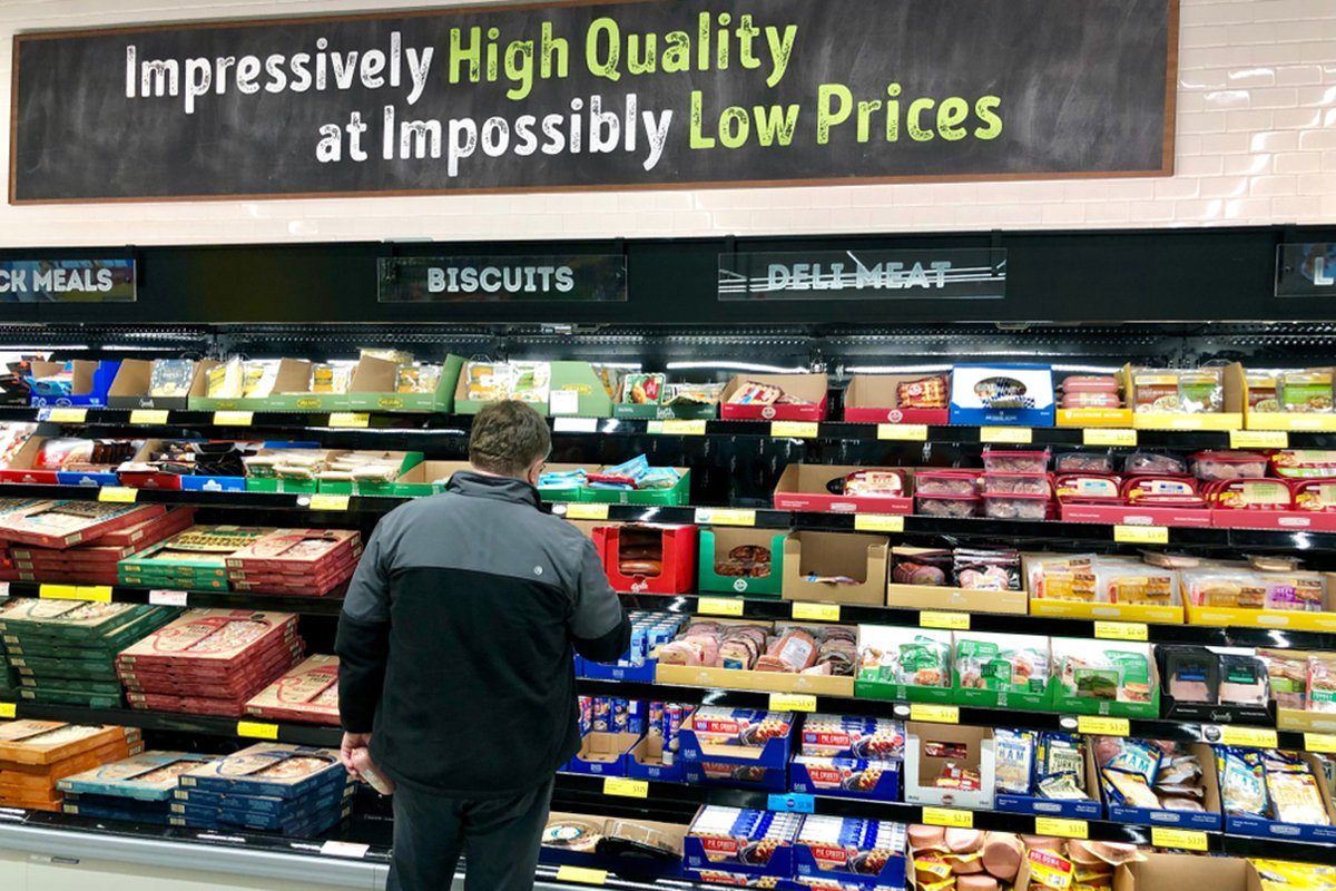 Aldi grocery store interior.