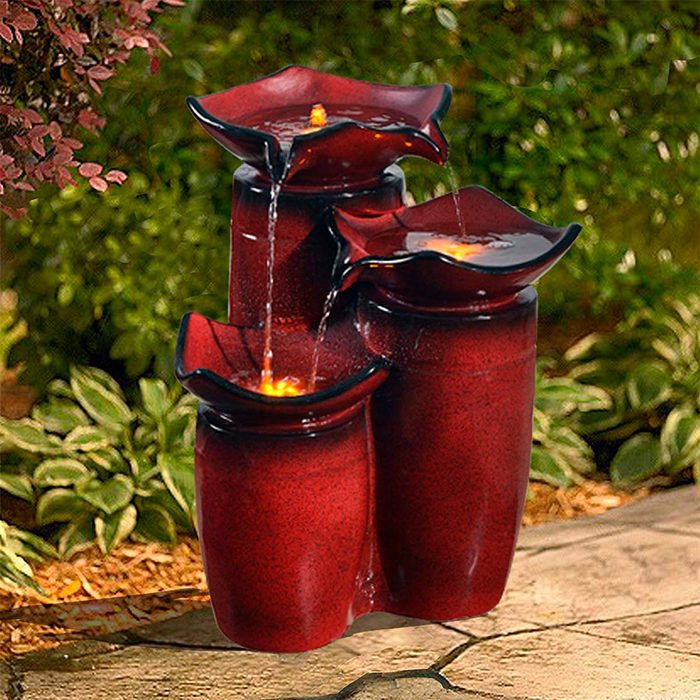 red modern water feature