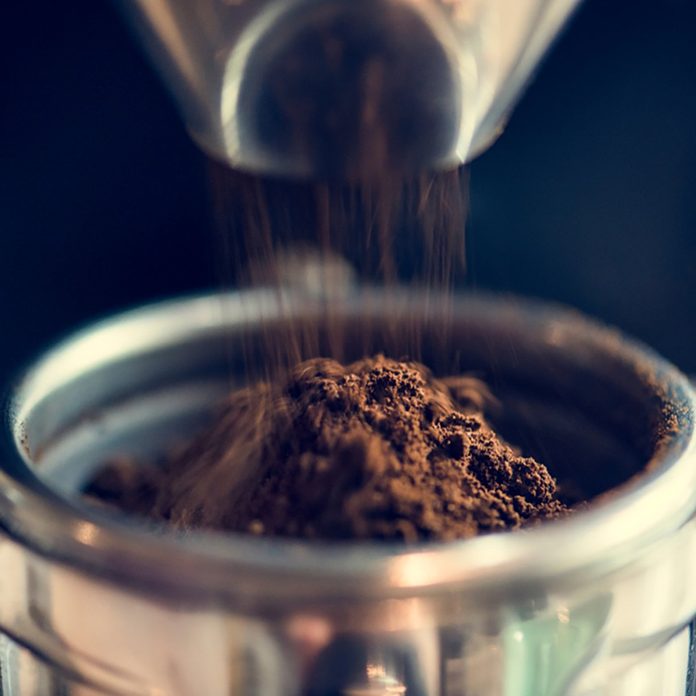 Closeup of fresh grinding coffee