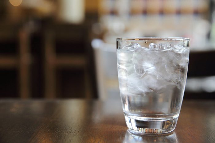 Water glass in restaurant