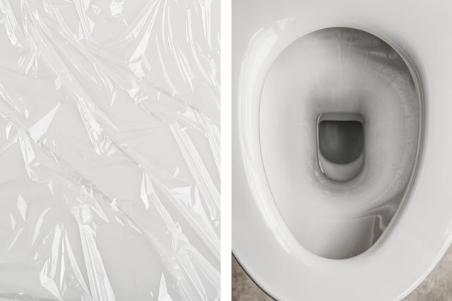 plastic wrap toilet