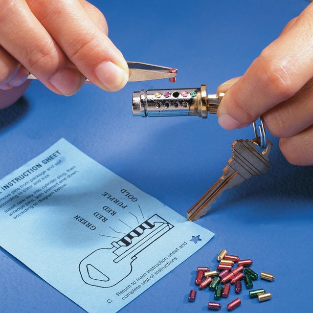 Insert the pins and reassemble the lock