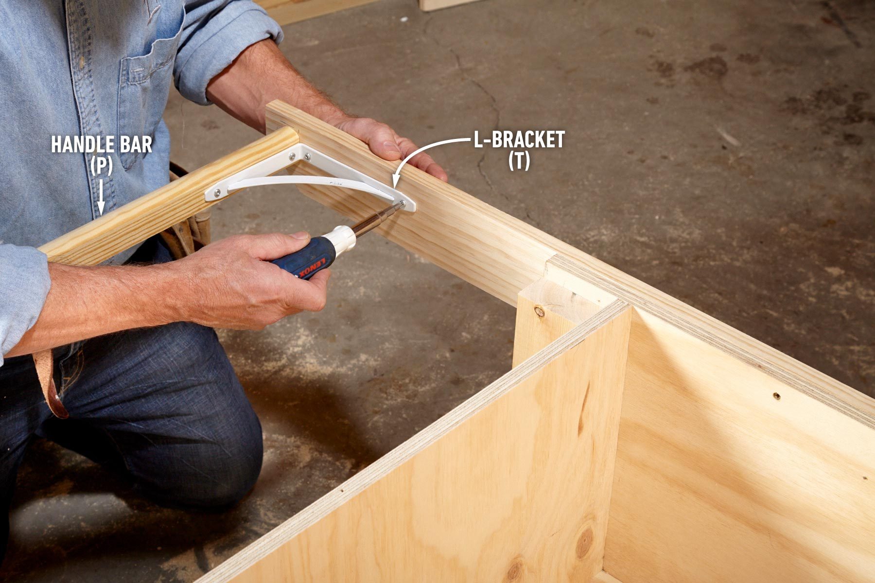 How To Build a Super-Sized, Rugged DIY Garden Cart Install the handle bar