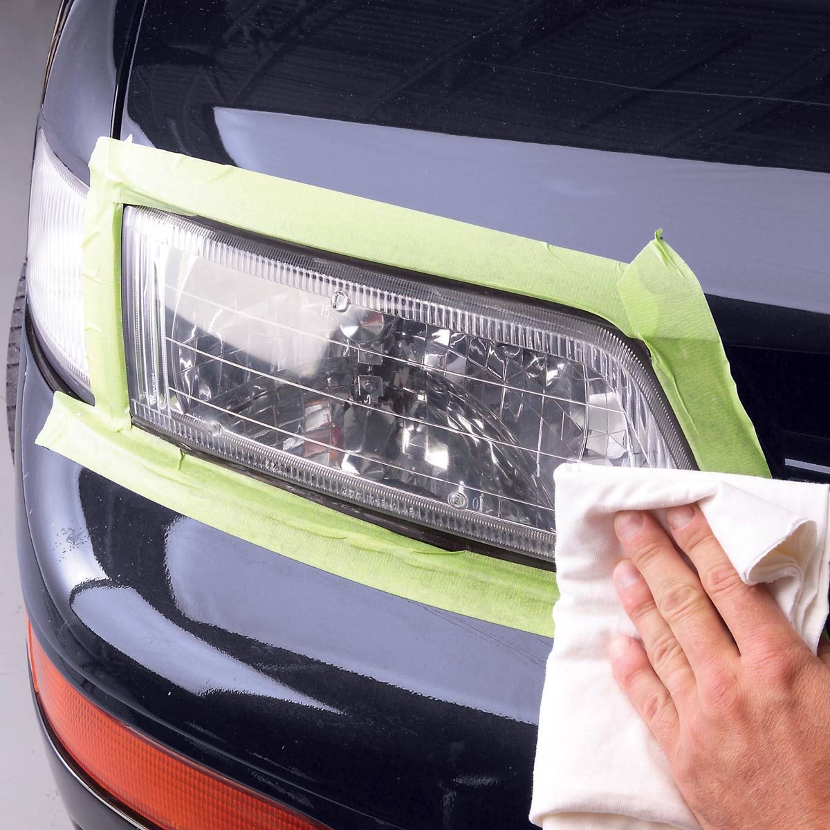 Buff polish car headlight