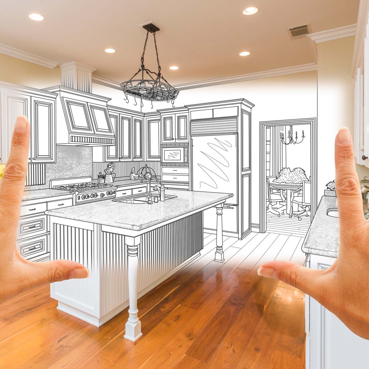 woman visualizes a kitchen remodel