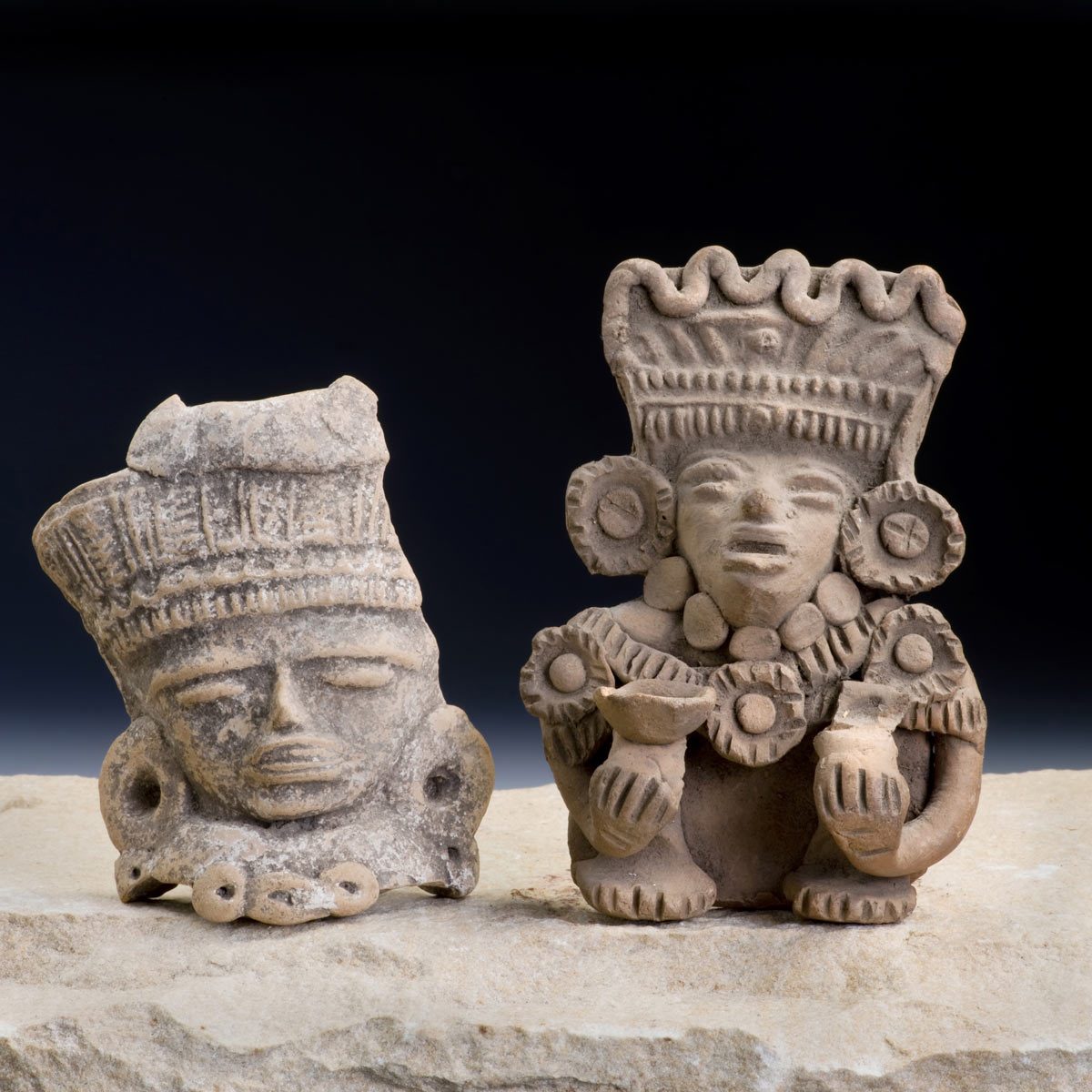 Mayan Pre Columbian warrior figurines made around 600-1000 AD