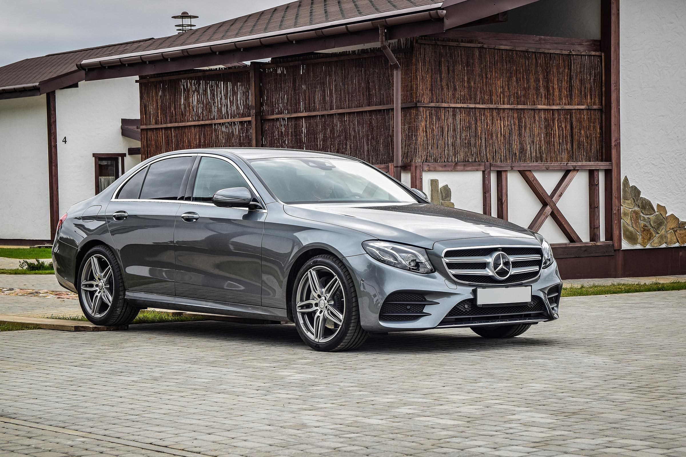 MINSK, BELARUS - APRIL 21, 2016: 2016 model year Mercedes-Benz E220d. The new E-Class is engineered to deliver more comfort, more efficiency and a more connected drive than ever before.