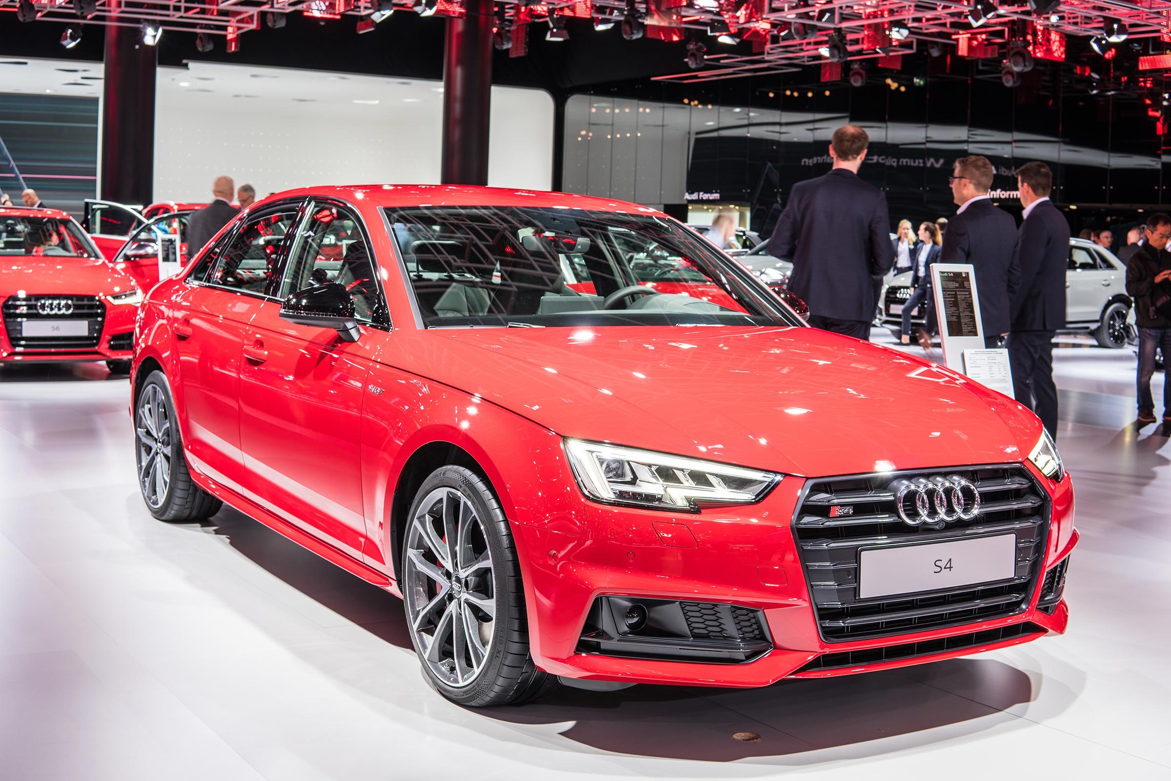 Frankfurt, Germany, September 13, 2017: metallic red Audi S4 Limousine at 67th International Motor Show (IAA)