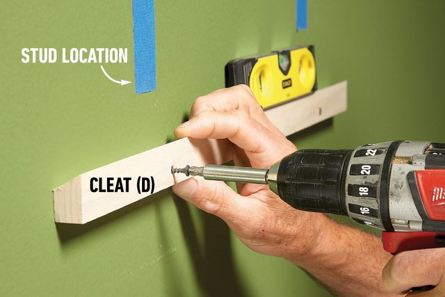 Step5. Mount the cleat to hold your homemade wall shelves
