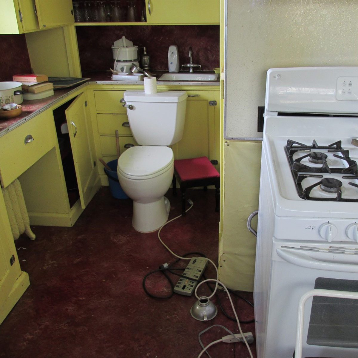 toilet in the kitchen