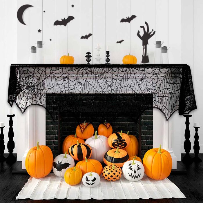 Black Lace Fireplace Scarf