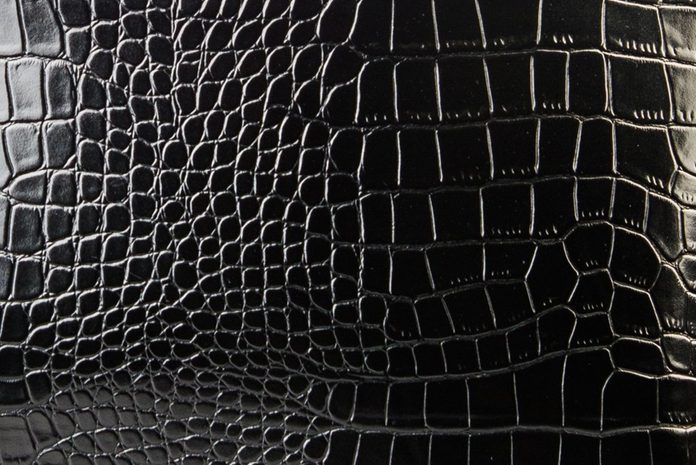 The texture of the leather in black. Patent leather