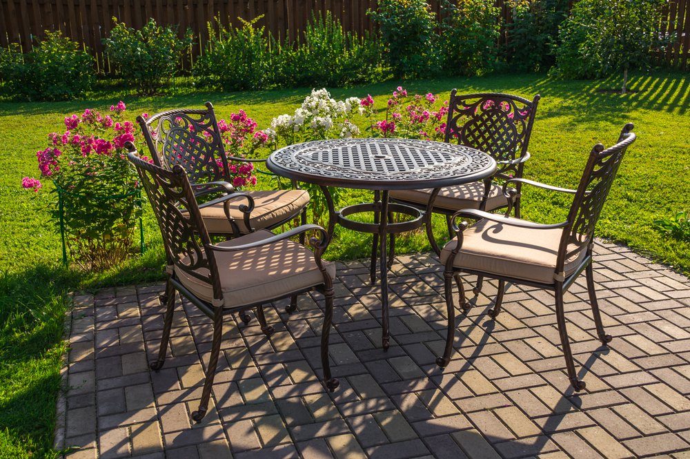 Table and chairs in garden